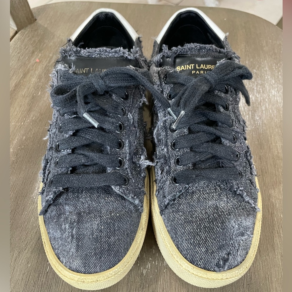 Saint Laurent Black Denim Star Sneakers